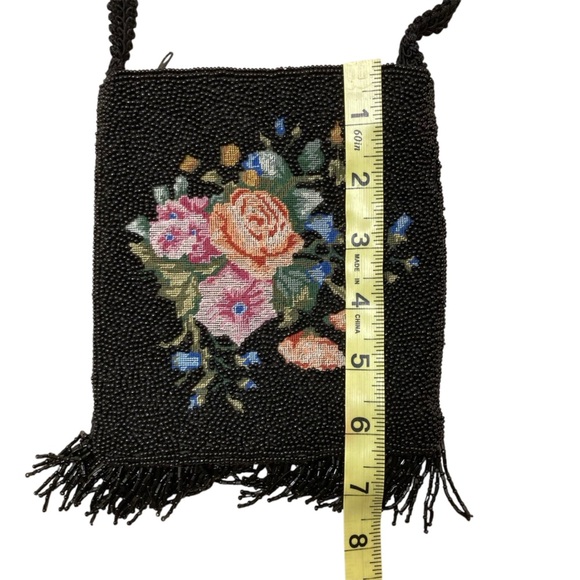 Vintage Hillard & Hanson Floral Beaded Tapestry Shoulder Bag Purse Whimsigoth - Picture 6 of 8